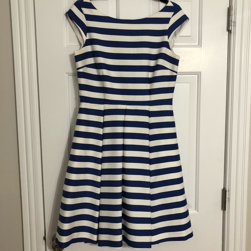 Kate Spade blue and white striped fit and flare dress, size 8